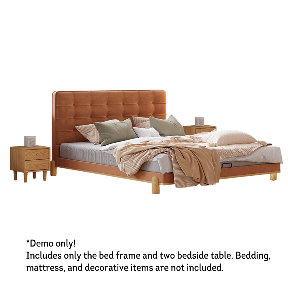 LIVARA SM1055 Baby Bed With Fabric - Tables Bedside Two Velvet 150/180cm Length Brown