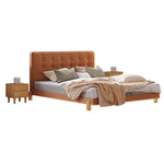 LIVARA SM1055 Baby Bed With Fabric - Tables Bedside Two Velvet 150/180cm Length Brown