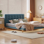 LIVARA SM1055 With Fabric - Length Two Bedside Tables Velvet 150/180cm Baby Bed Blue