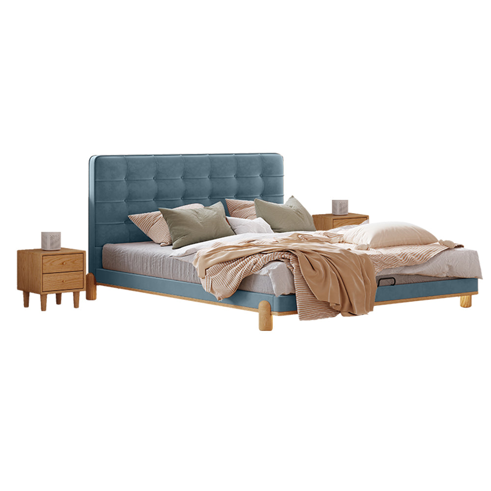 LIVARA SM1055 With Fabric - Length Two Bedside Tables Velvet 150/180cm Baby Bed Blue