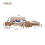 LIVARA SM1056 - Bed 150/180cm Length Cat Leather Tables Two Scratch-resistant With Bedside Brown