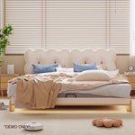 LIVARA SM1056 - Bed 150/180cm Length Cat Leather Tables Two Scratch-resistant With Bedside Brown