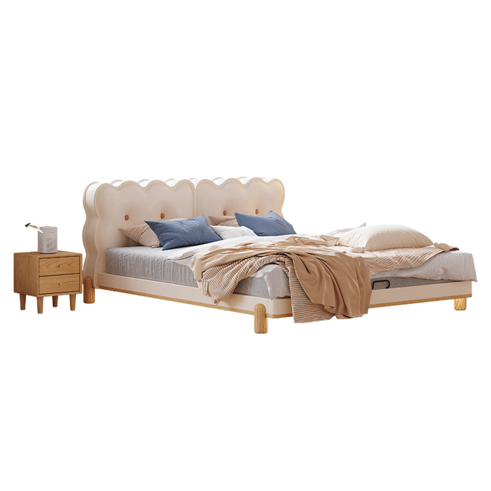 LIVARA SM1056 - Bed 150/180cm Length Cat Leather Tables Two Scratch-resistant With Bedside Brown