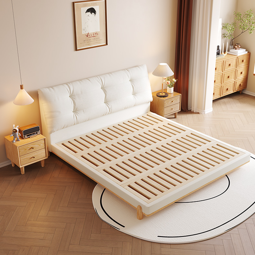 LIVARA SM1057 Two Bed Fabric Tables Baby Length With Velvet 150/180cm - Bedside White