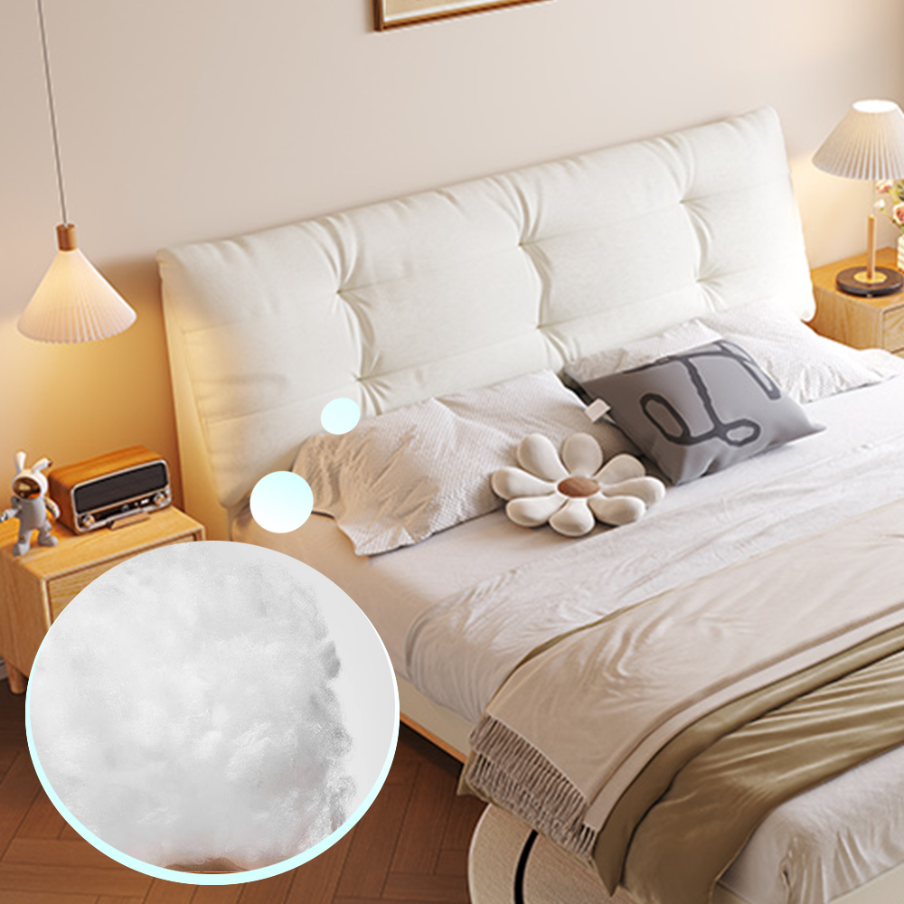 LIVARA SM1057 Two Bed Fabric Tables Baby Length With Velvet 150/180cm - Bedside White