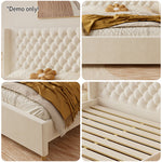 LIVARA SM1907 Velvet Two With Bedside Tables 150/180cm - Bed Fabric Beige