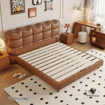 LIVARA Model-1060 Bed Fabric Solid Waxed Wood Leather 150cm/180cm Frame