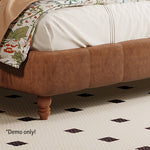 LIVARA Model-1060 Bed Fabric Solid Waxed Wood Leather 150cm/180cm Frame