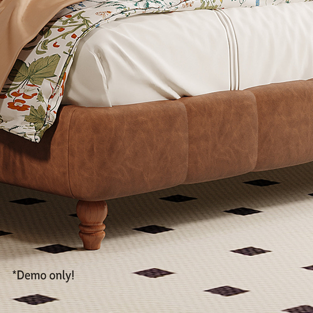 LIVARA Model-1060 Bed Fabric Solid Waxed Wood Leather 150cm/180cm Frame