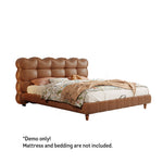 LIVARA Model-1060 Bed Fabric Solid Waxed Wood Leather 150cm/180cm Frame