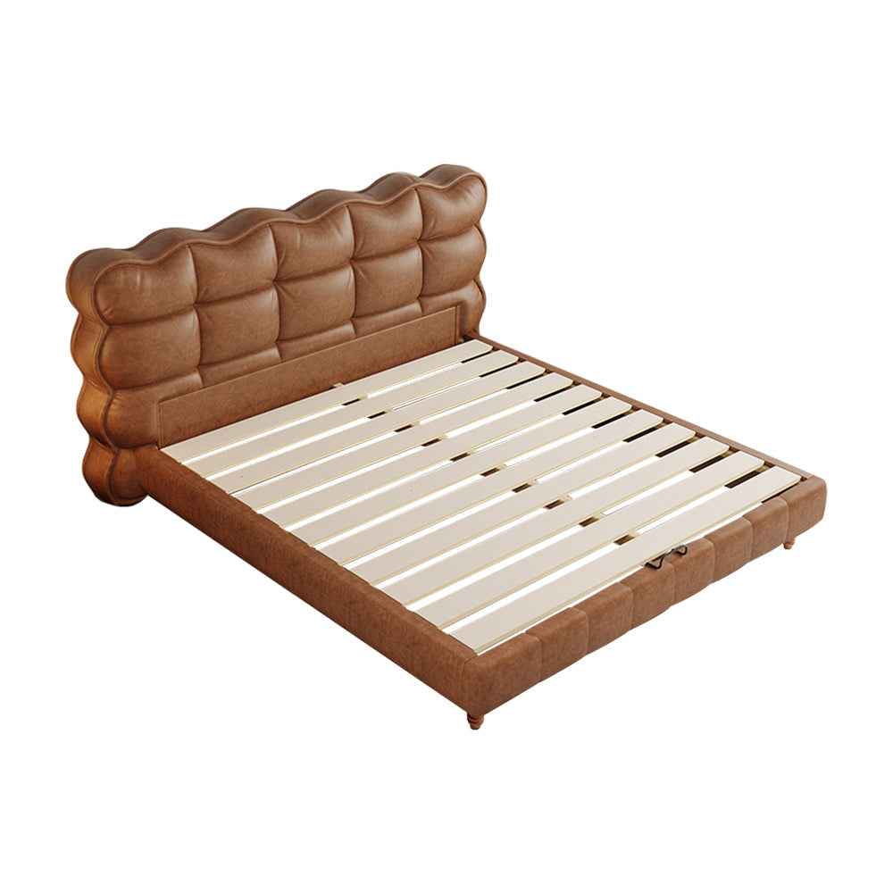 LIVARA Model-1060 Bed Fabric Solid Waxed Wood Leather 150cm/180cm Frame