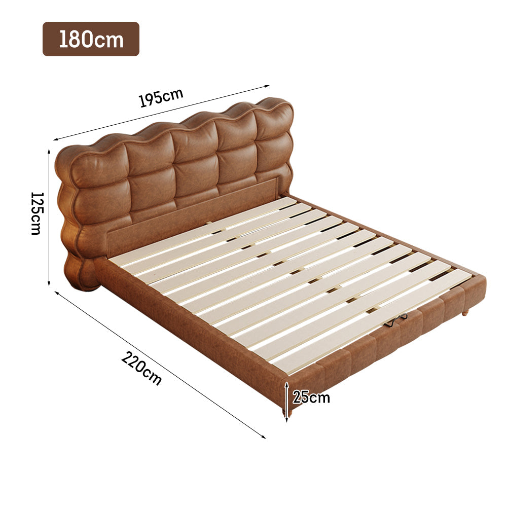 LIVARA Model-1060 Bed Fabric Solid Waxed Wood Leather 150cm/180cm Frame
