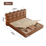 LIVARA Model-1060 Bed Fabric Solid Waxed Wood Leather 150cm/180cm Frame