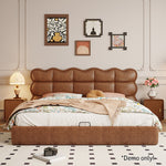 LIVARA Model-1060 Bed Fabric Solid Waxed Wood Leather 150cm/180cm Frame