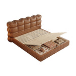 LIVARA Model-1060 Bed Fabric Solid Waxed Wood Leather 150cm/180cm Frame