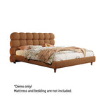 LIVARA Model-1062 Wood Lambswool Fabric Solid 150cm/180cm Bed Frame