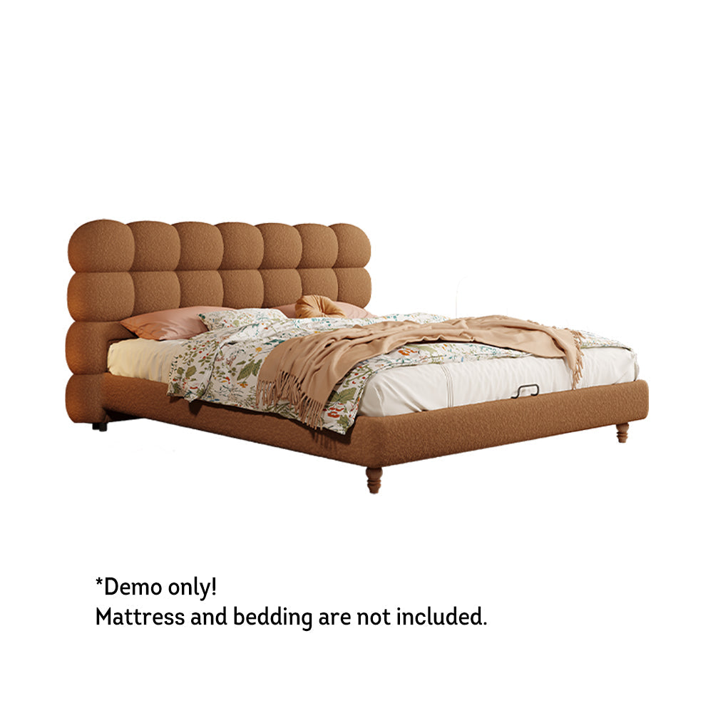 LIVARA Model-1062 Wood Lambswool Fabric Solid 150cm/180cm Bed Frame