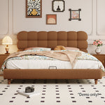 LIVARA Model-1062 Wood Lambswool Fabric Solid 150cm/180cm Bed Frame