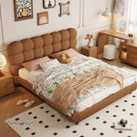 LIVARA Model-1062 Wood Lambswool Fabric Solid 150cm/180cm Bed Frame