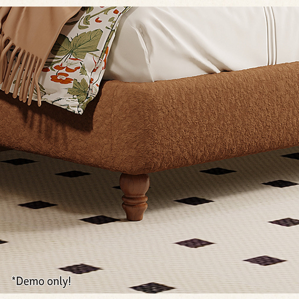 LIVARA Model-1062 Wood Lambswool Fabric Solid 150cm/180cm Bed Frame