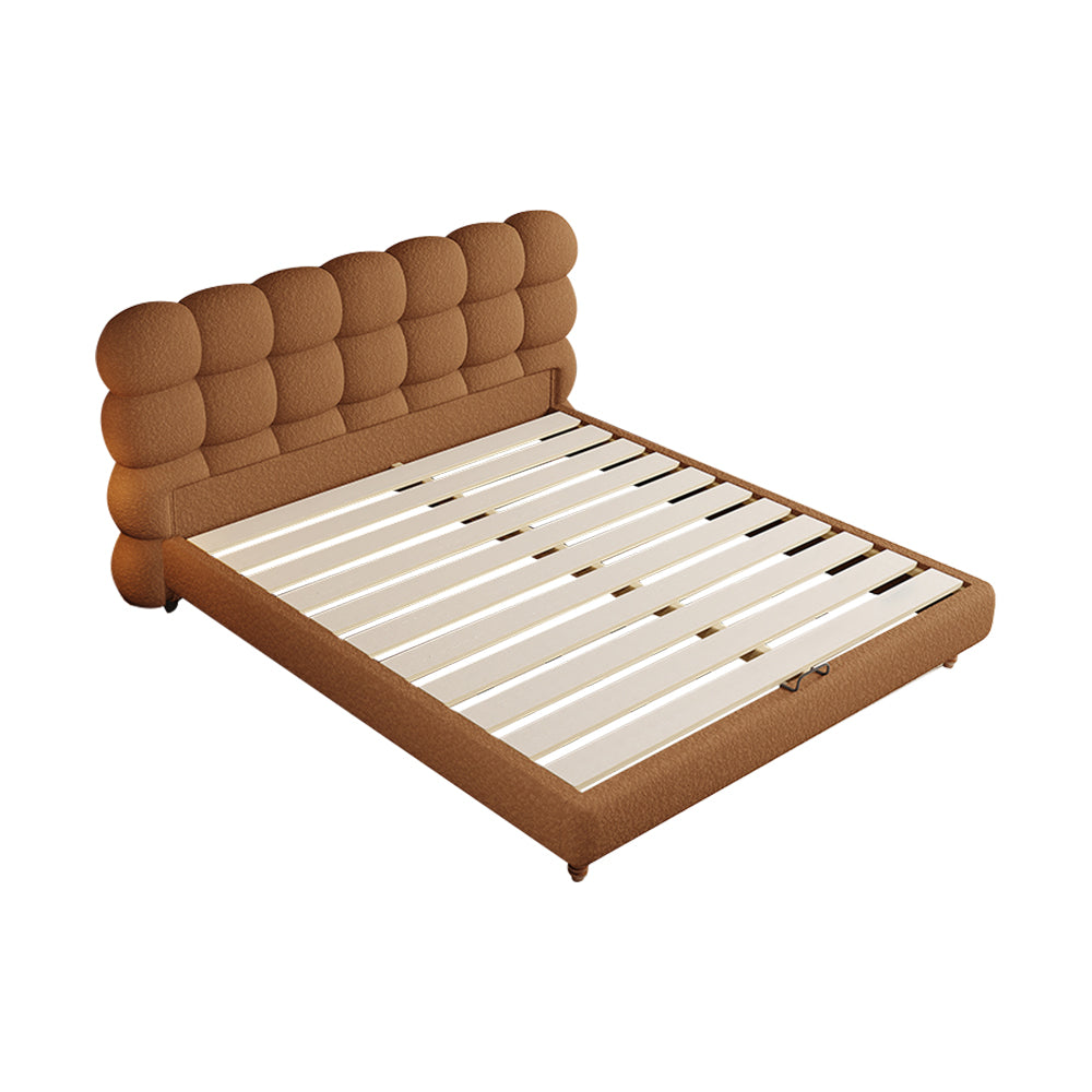 LIVARA Model-1062 Wood Lambswool Fabric Solid 150cm/180cm Bed Frame