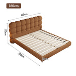 LIVARA Model-1062 Wood Lambswool Fabric Solid 150cm/180cm Bed Frame