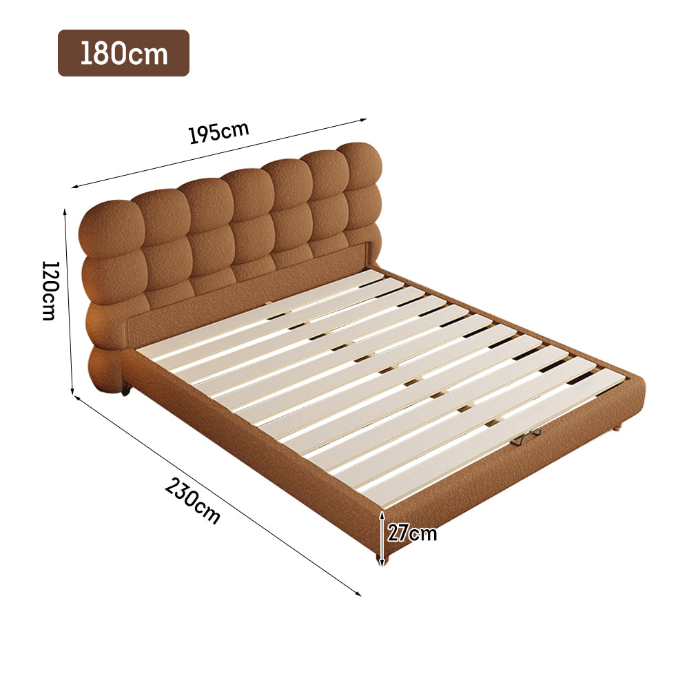 LIVARA Model-1062 Wood Lambswool Fabric Solid 150cm/180cm Bed Frame