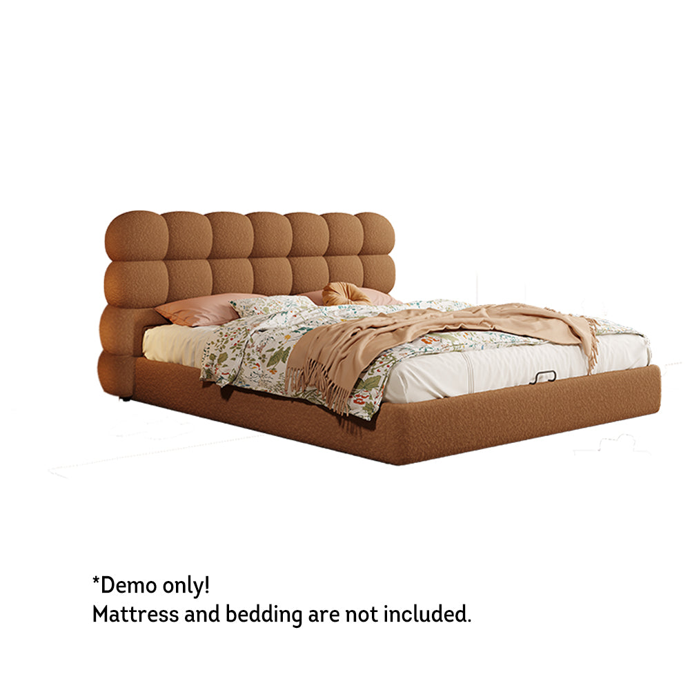 LIVARA Model-1062 Wood Lambswool Fabric Solid 150cm/180cm Bed Frame