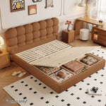 LIVARA Model-1062 Wood Lambswool Fabric Solid 150cm/180cm Bed Frame