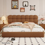 LIVARA Model-1062 Wood Lambswool Fabric Solid 150cm/180cm Bed Frame