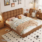 LIVARA Model-1062 Wood Lambswool Fabric Solid 150cm/180cm Bed Frame