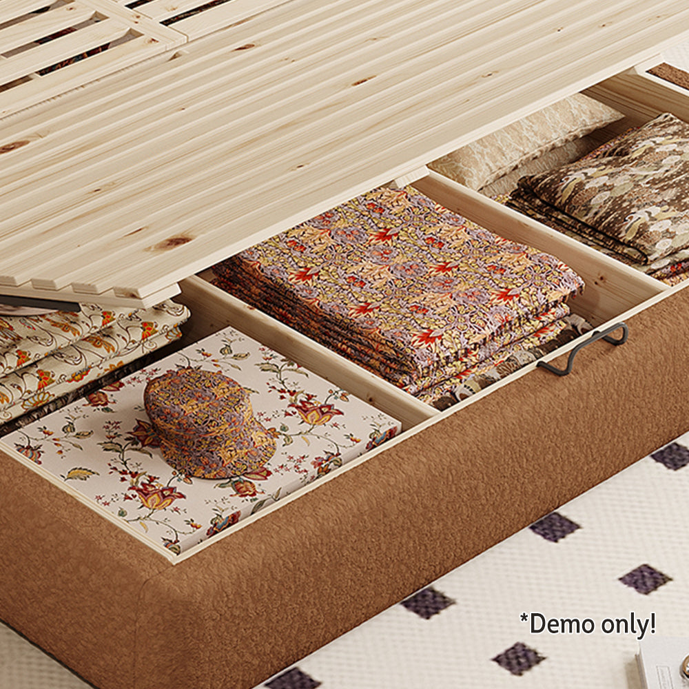LIVARA Model-1062 Wood Lambswool Fabric Solid 150cm/180cm Bed Frame