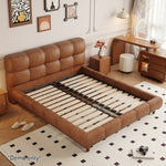 LIVARA Model-1063 Fabric Waxed 150cm/180cm Solid Bed Wood Leather Frame
