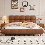 LIVARA Model-1063 Fabric Waxed 150cm/180cm Solid Bed Wood Leather Frame