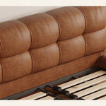 LIVARA Model-1063 Fabric Waxed 150cm/180cm Solid Bed Wood Leather Frame