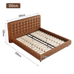 LIVARA Model-1065 Leather Wood 180cm Waxed Fabric 150cm Solid Bed / Frame