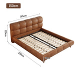 LIVARA Model-1063 Fabric Waxed 150cm/180cm Solid Bed Wood Leather Frame