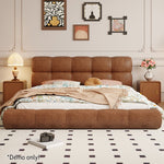 LIVARA Model-1063 Fabric Waxed 150cm/180cm Solid Bed Wood Leather Frame