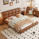 LIVARA Model-1063 Fabric Waxed 150cm/180cm Solid Bed Wood Leather Frame