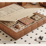 LIVARA Model-1063 Fabric Waxed 150cm/180cm Solid Bed Wood Leather Frame