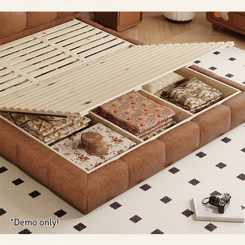 LIVARA Model-1063 Fabric Waxed 150cm/180cm Solid Bed Wood Leather Frame
