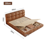 LIVARA Model-1063 Fabric Waxed 150cm/180cm Solid Bed Wood Leather Frame