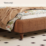 LIVARA Model-1065 Leather Wood 180cm Waxed Fabric 150cm Solid Bed / Frame