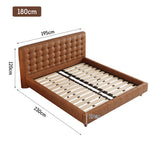 LIVARA Model-1065 Leather Wood 180cm Waxed Fabric 150cm Solid Bed / Frame