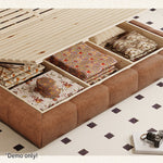 LIVARA Model-1065 Leather Wood 180cm Waxed Fabric 150cm Solid Bed / Frame