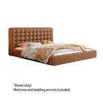 LIVARA Model-1065 Leather Wood 180cm Waxed Fabric 150cm Solid Bed / Frame