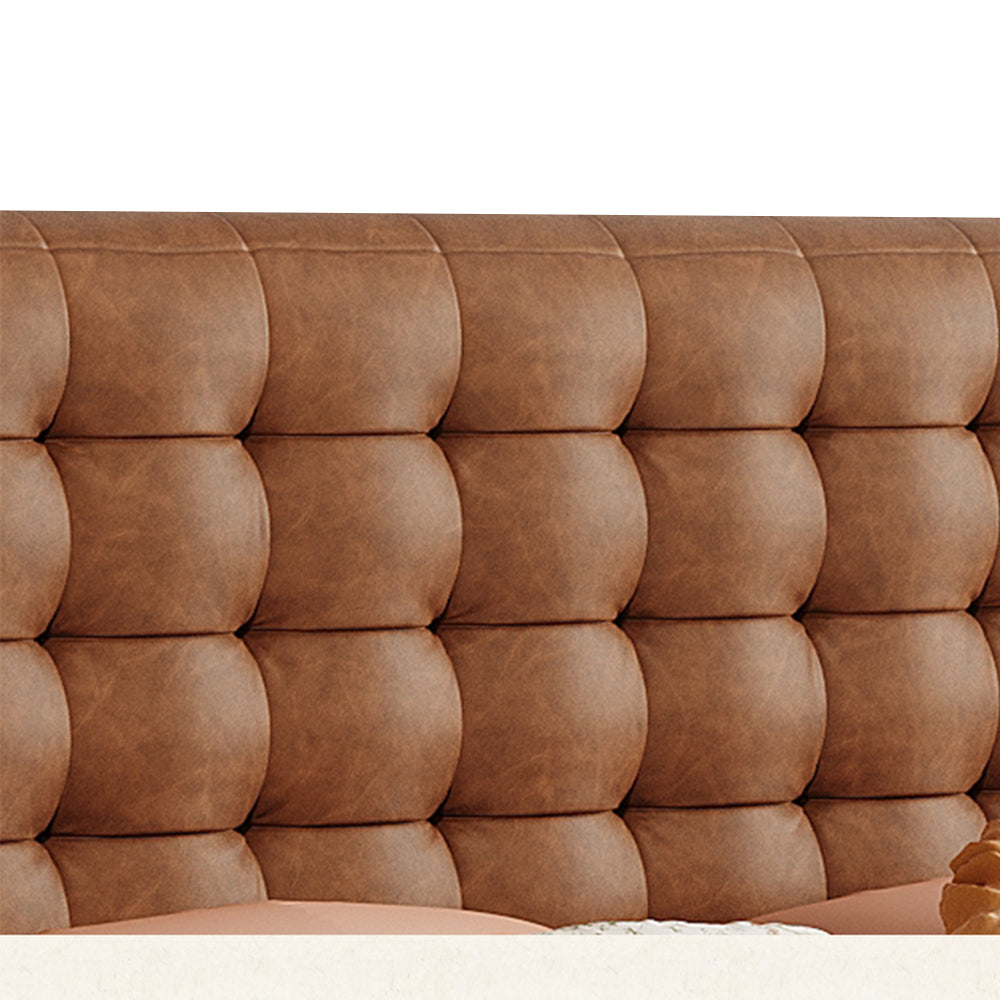 LIVARA Model-1065 Leather Wood 180cm Waxed Fabric 150cm Solid Bed / Frame