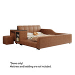 LIVARA Model-1066 120cm/135cm/150cm/180cm With Solid Leather Fabric Frame Wood Waxed Bed Desk
