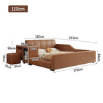 LIVARA Model-1066 120cm/135cm/150cm/180cm With Solid Leather Fabric Frame Wood Waxed Bed Desk