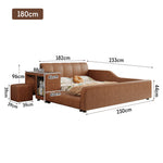 LIVARA Model-1066 120cm/135cm/150cm/180cm With Solid Leather Fabric Frame Wood Waxed Bed Desk